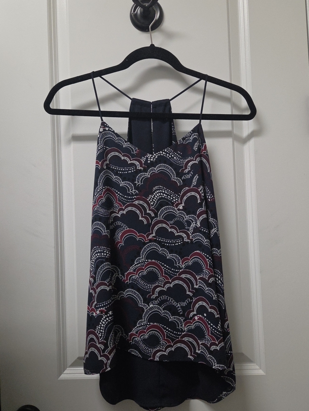 EXPRESS Navy Printed Reversible Spaghetti-Strap Tank Top
